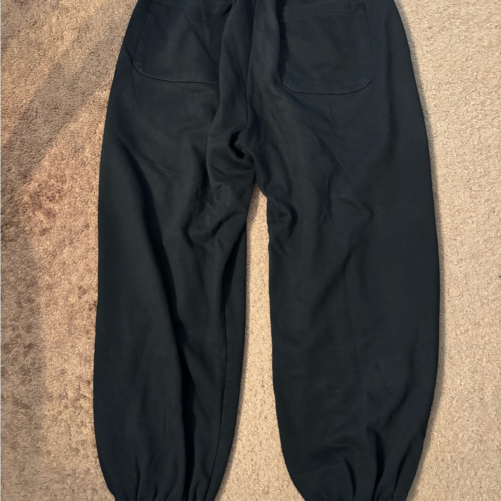 Mens Black Joggers with Embroidered Blue Accents and Flowers comfortable casual - Picture 5 of 5